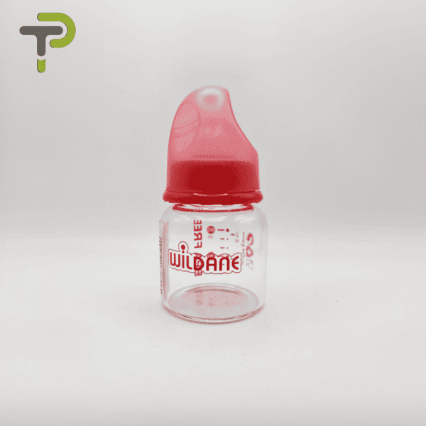 "Biberon WILDANE en Verre 80 ml Rouge avec Tétine en Silicone : Idéal pour les Nouveau-nés.